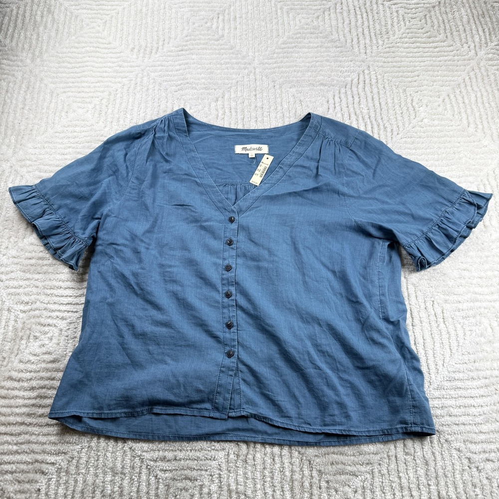 Madewell Women’s Blue Button-Front Short Sleeve Blouse - NWOT